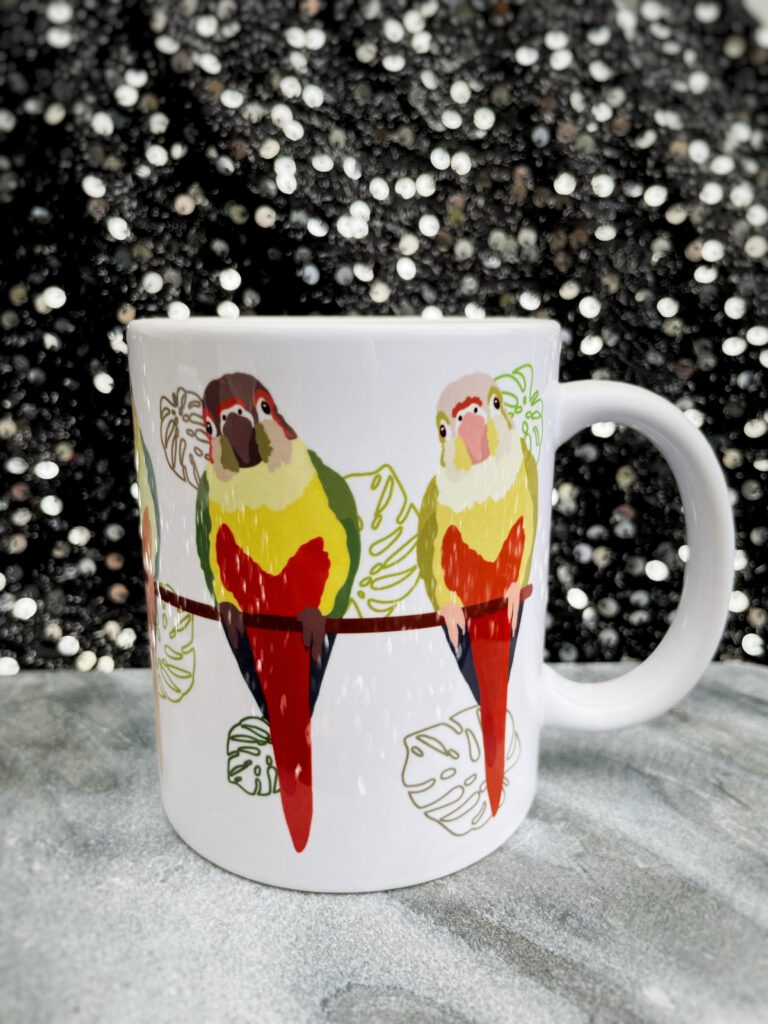 Gepersonaliseerde conure, pyrrhura, mok OCD (Obsessive Conure Disorder)