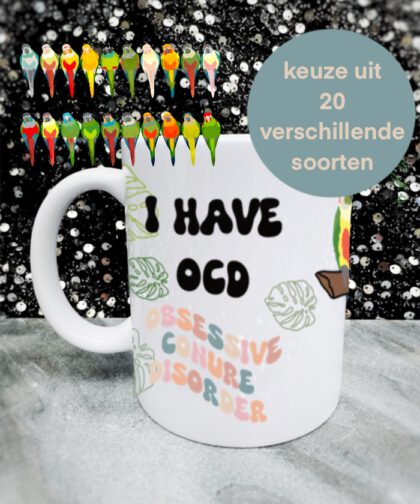 Gepersonaliseerde conure, pyrrhura, mok OCD (Obsessive Conure Disorder)