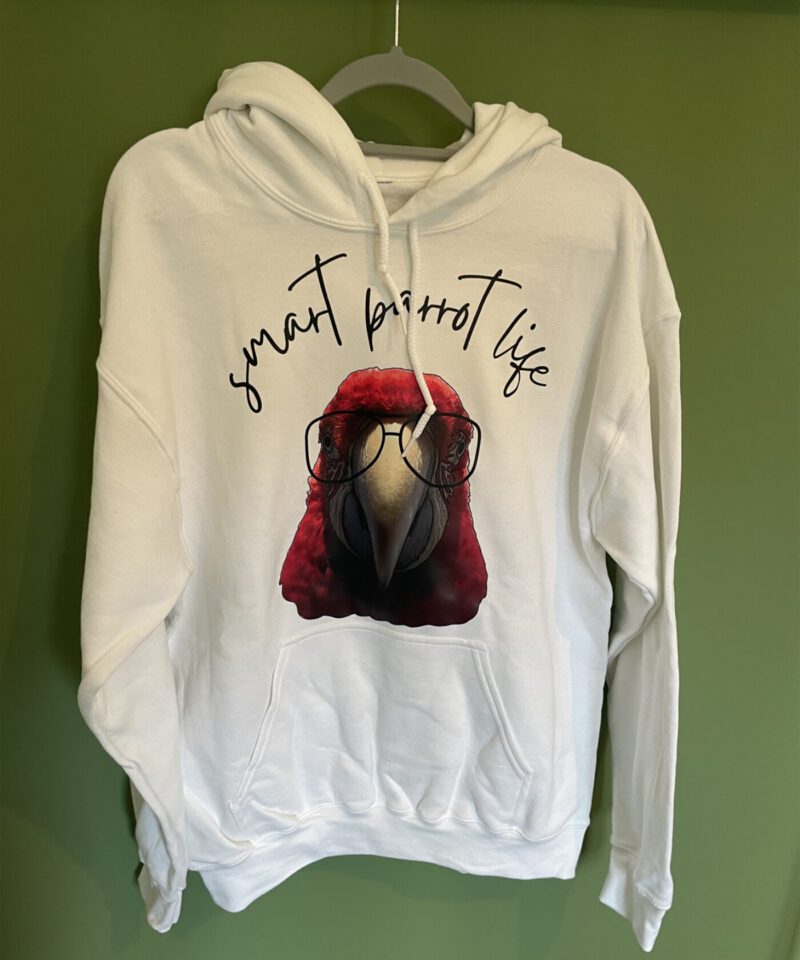 Smart parrot life groenvleugel hoodie wit Medium