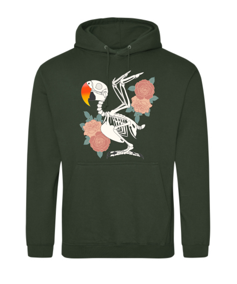 Edel papegaai skelet hoodie Bos groen
