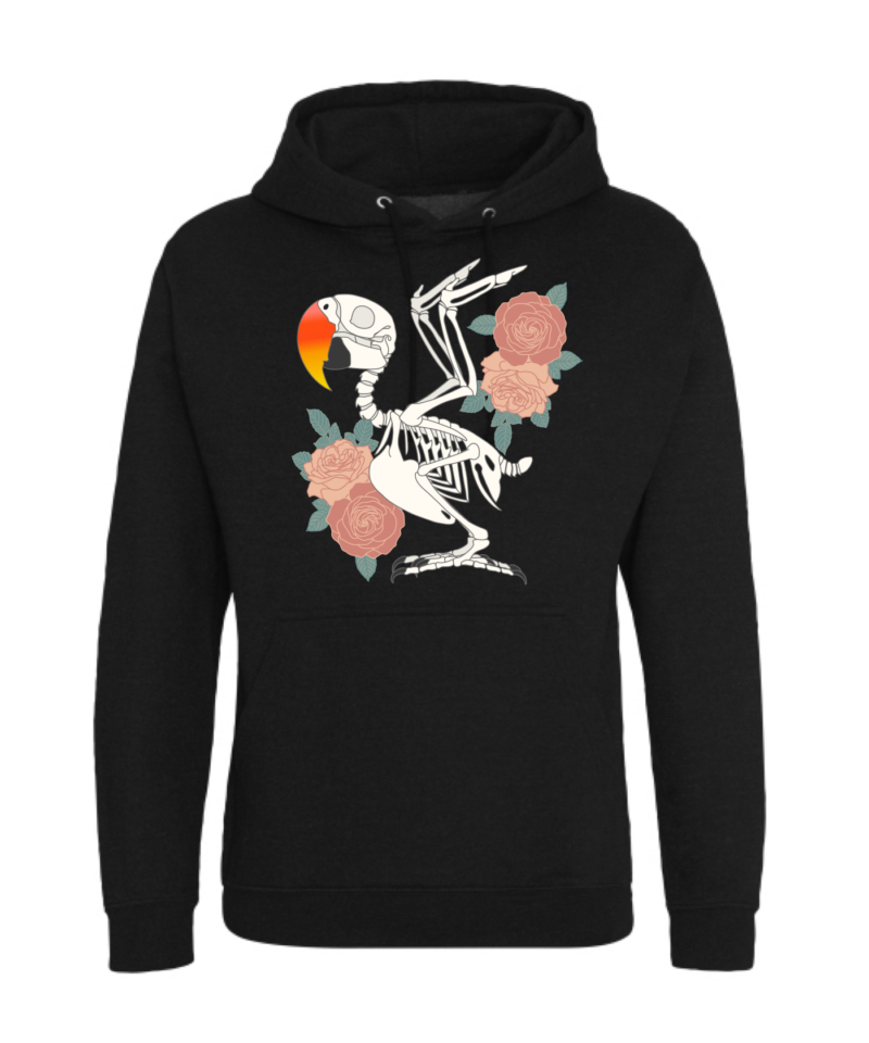 Edel papegaai skelet hoodie Zwart