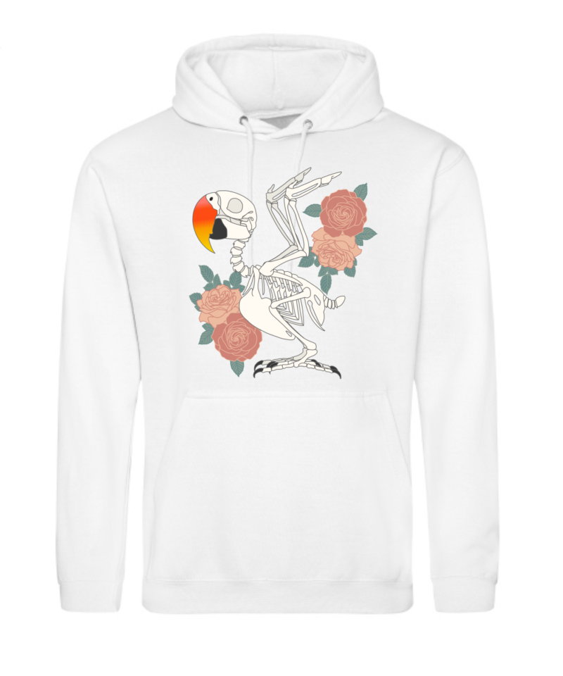 Edel papegaai skelet hoodie Wit