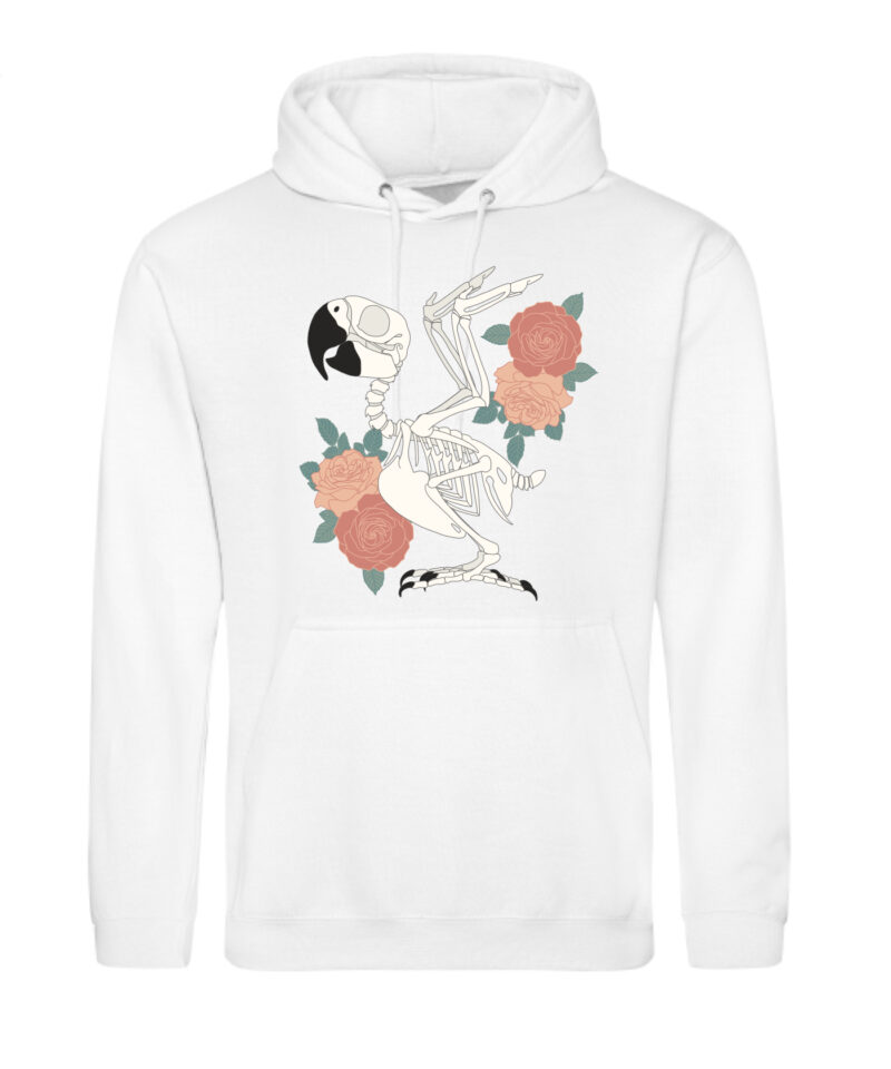 Papegaai skelet hoodie Wit