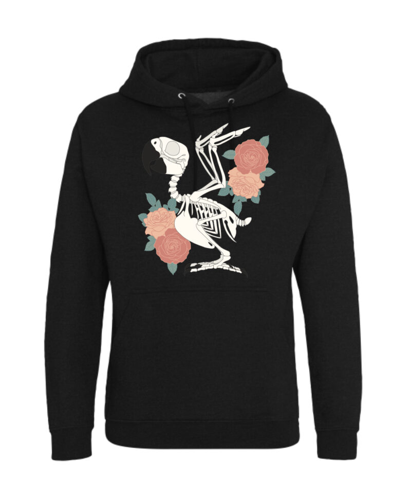Papegaai skelet hoodie Zwart