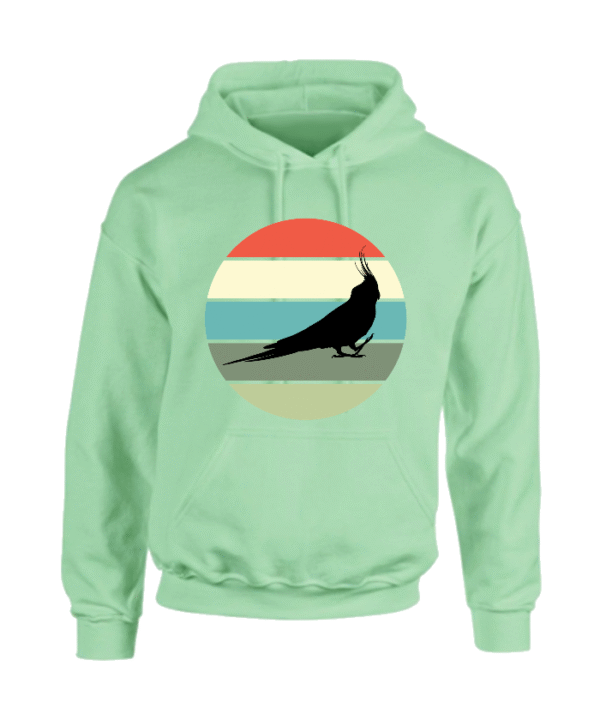 Hoodie met silhouet van valkparkiet in retro zonsondergang design
