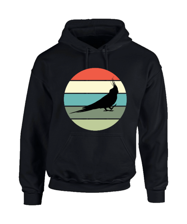 Hoodie met silhouet van valkparkiet in retro zonsondergang design