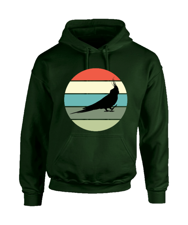 Hoodie met silhouet van valkparkiet in retro zonsondergang design