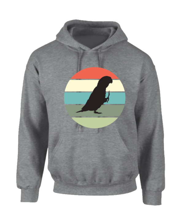 Hoodie met silhouet van caique in retro zonsondergang design
