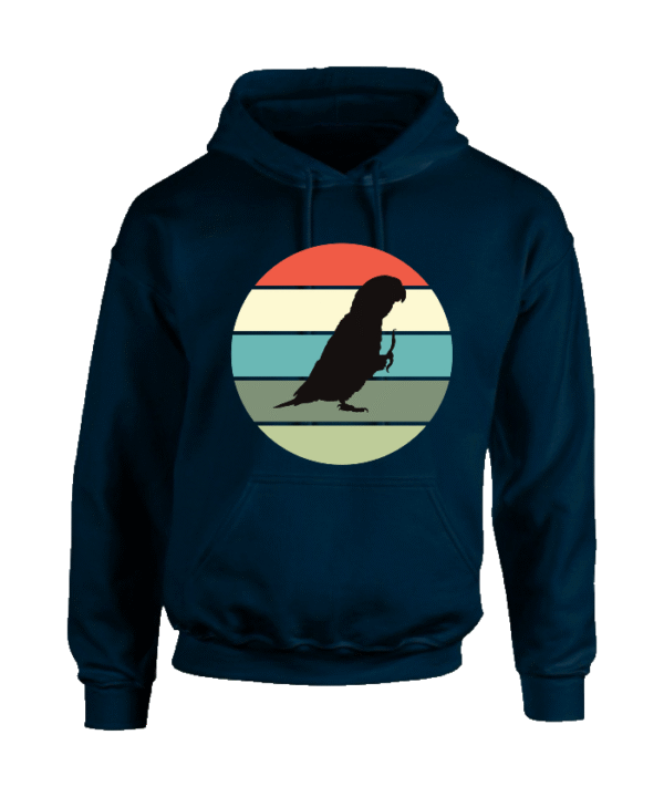 Hoodie met silhouet van caique in retro zonsondergang design