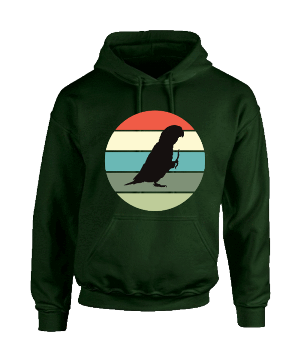 Hoodie met silhouet van caique in retro zonsondergang design