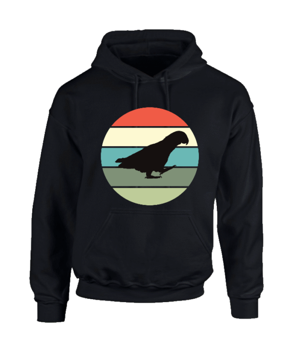 Hoodie met silhouet van grijze roodstaart in retro zonsondergang design