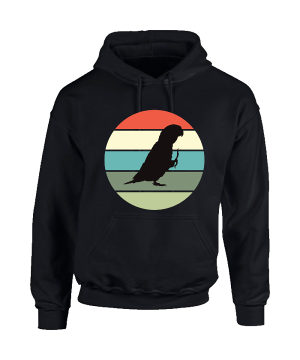 Hoodie met silhouet van caique in retro zonsondergang design