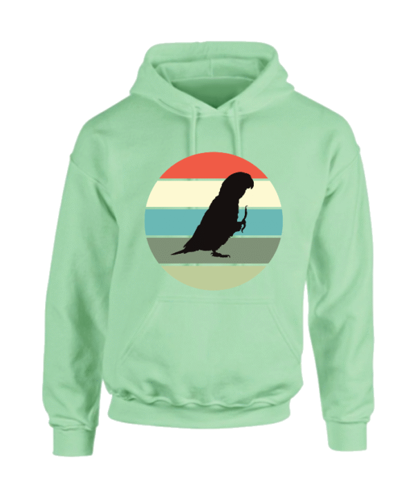 Hoodie met silhouet van caique in retro zonsondergang design