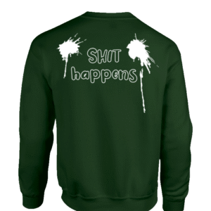 Sweater met shit happens en poep design