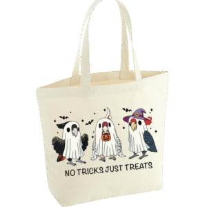 Grote herbruikbare tote bag met spooky Halloween kaketoe papegaai print