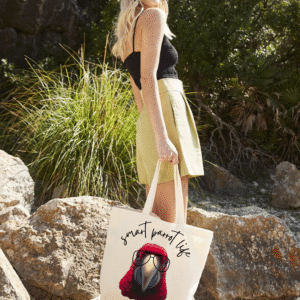 Grote herbruikbare tote bag met groenvleugel ara papegaai print smart bird life