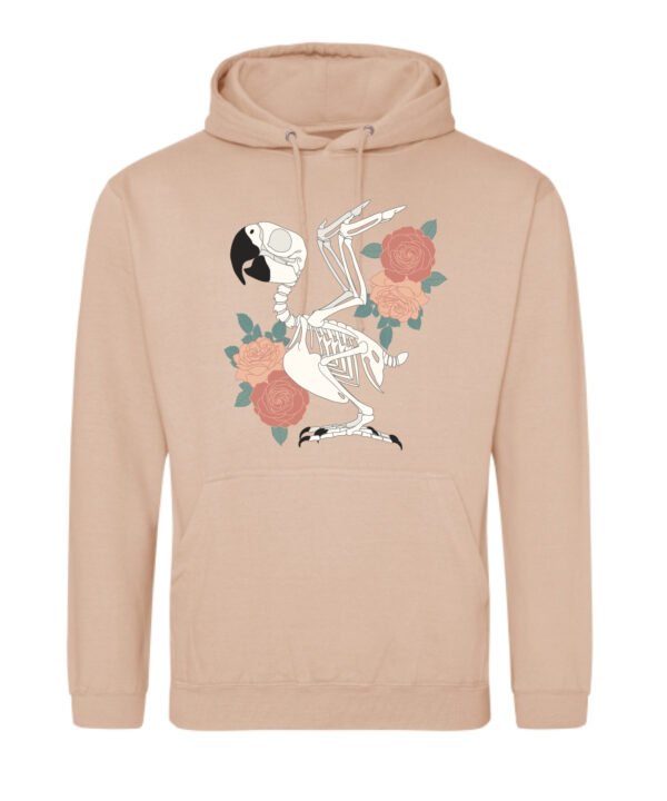 Hoodie met papegaaien skelet print en roze bloemen