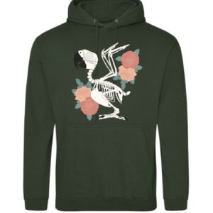 Hoodie met papegaaien skelet print en roze bloemen