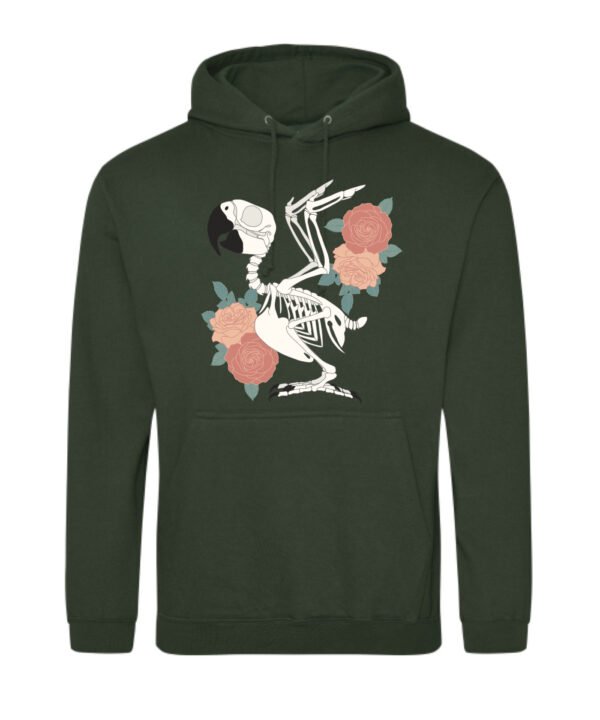 Hoodie met papegaaien skelet print en roze bloemen