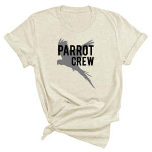 Shirt met zwarte parrot crew print en vliegende papegaaien er achter