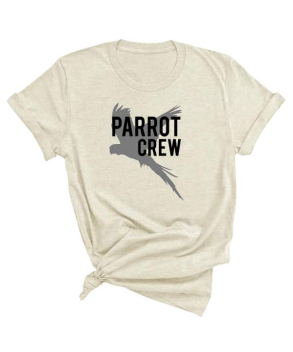 Shirt met zwarte parrot crew print en vliegende papegaaien er achter
