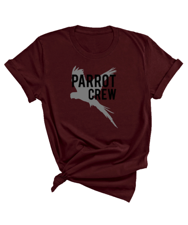 Shirt met zwarte parrot crew print en vliegende papegaaien er achter