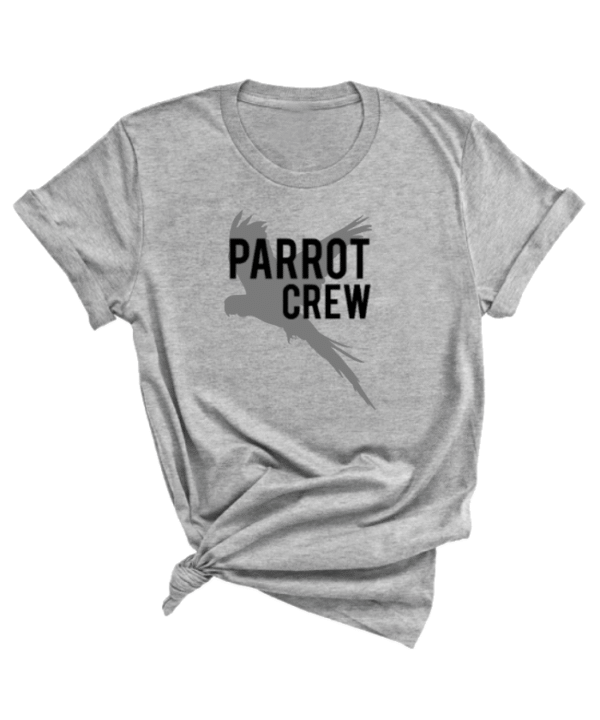 Shirt met zwarte parrot crew print en vliegende papegaaien er achter