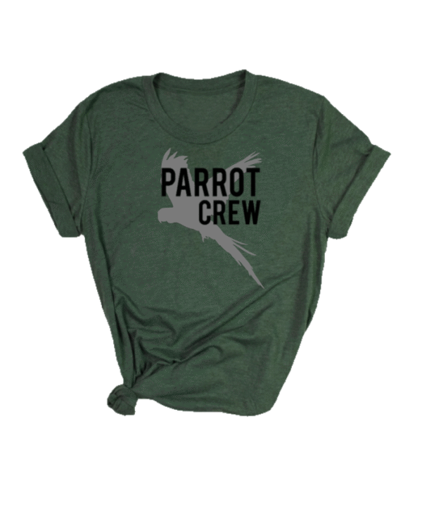 Shirt met zwarte parrot crew print en vliegende papegaaien er achter