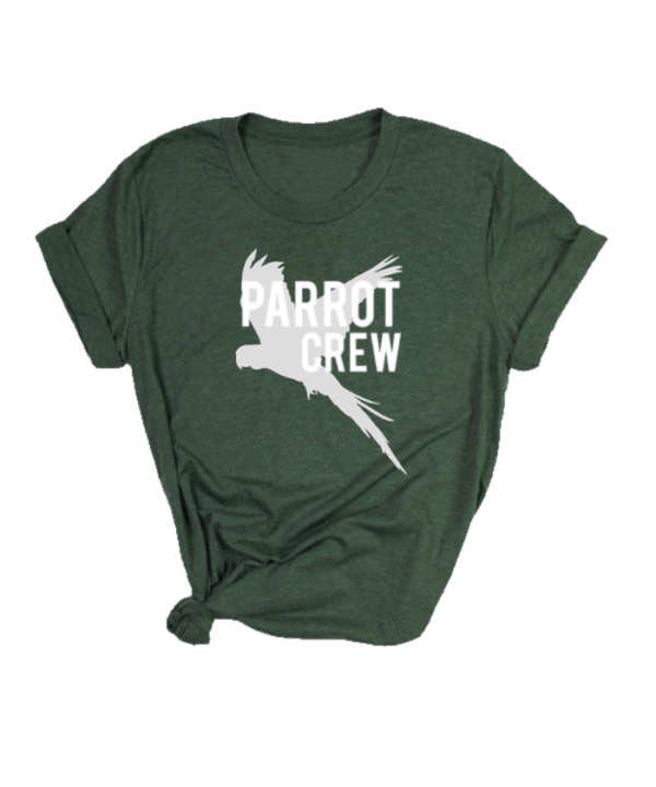 Shirt met witte parrot crew print en vliegende papegaaien er achter