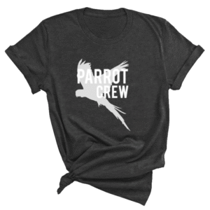 Shirt met witte parrot crew print en vliegende papegaaien er achter