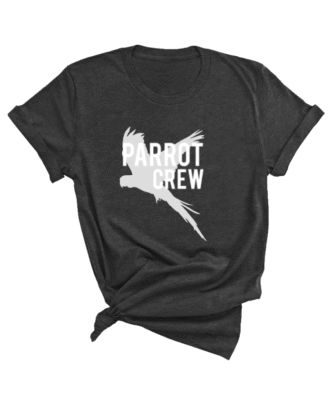 Shirt met witte parrot crew print en vliegende papegaaien er achter