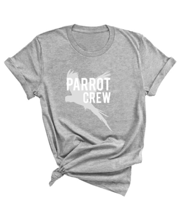 Shirt met witte parrot crew print en vliegende papegaaien er achter