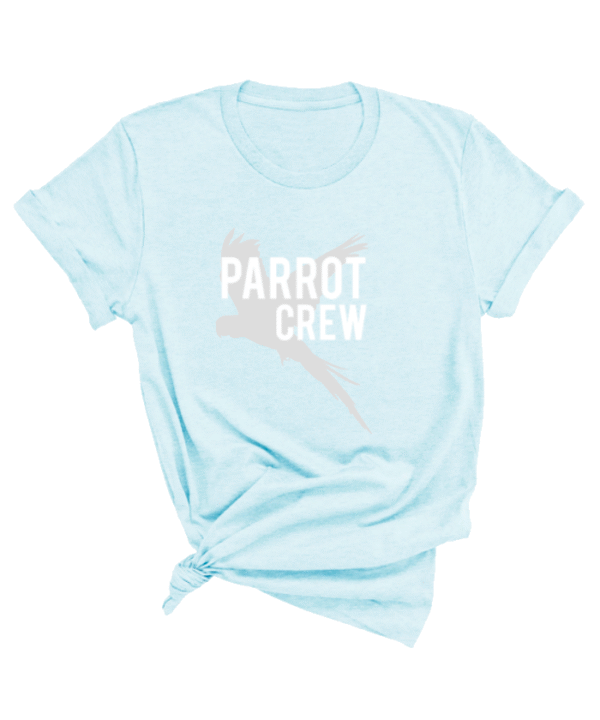 Shirt met witte parrot crew print en vliegende papegaaien er achter