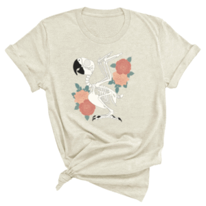 Shirt met papegaaien skelet print en roze bloemen