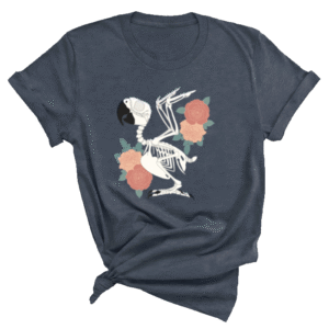 Shirt met papegaaien skelet print en roze bloemen