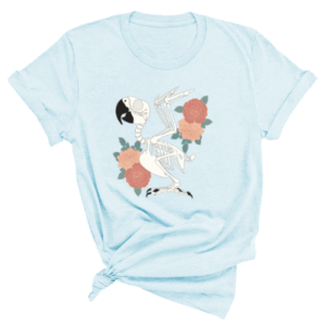 Shirt met papegaaien skelet print en roze bloemen