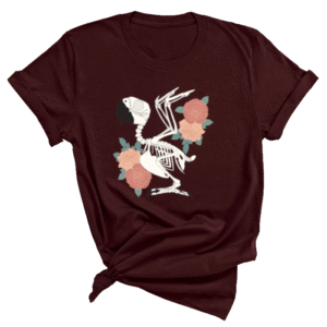 Shirt met papegaaien skelet print en roze bloemen