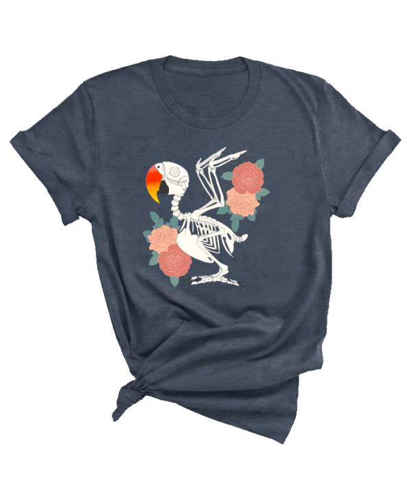 Shirt met edel papegaai skelet print en roze bloemen
