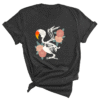 Shirt met edel papegaai skelet print en roze bloemen