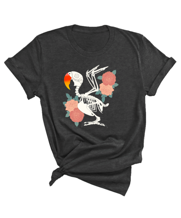 Shirt met edel papegaai skelet print en roze bloemen