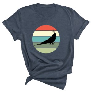Shirt met silhouet van valkparkiet in retro zonsondergang design