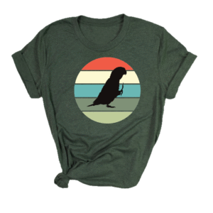 Shirt met silhouet van caique in retro zonsondergang design