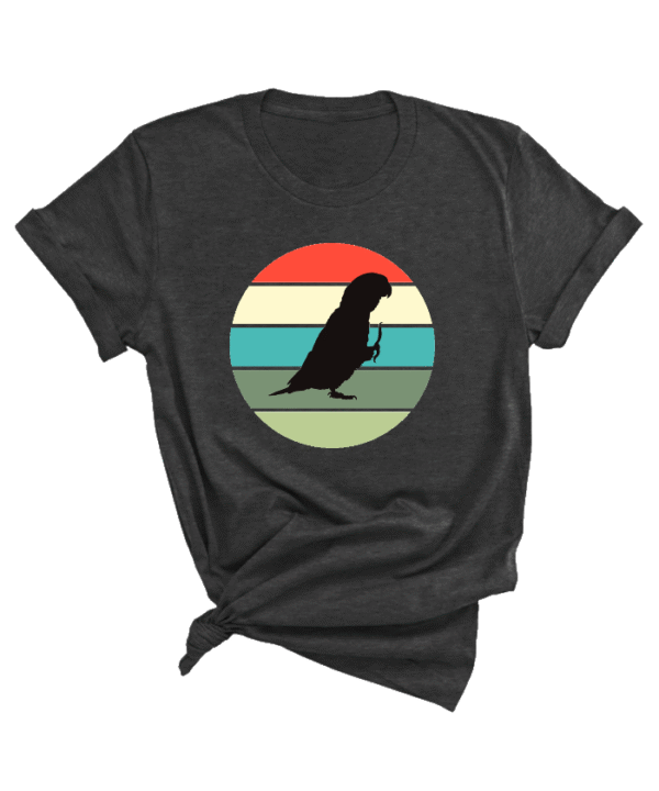 Shirt met silhouet van caique in retro zonsondergang design