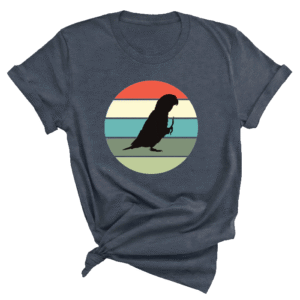 Shirt met silhouet van caique in retro zonsondergang design