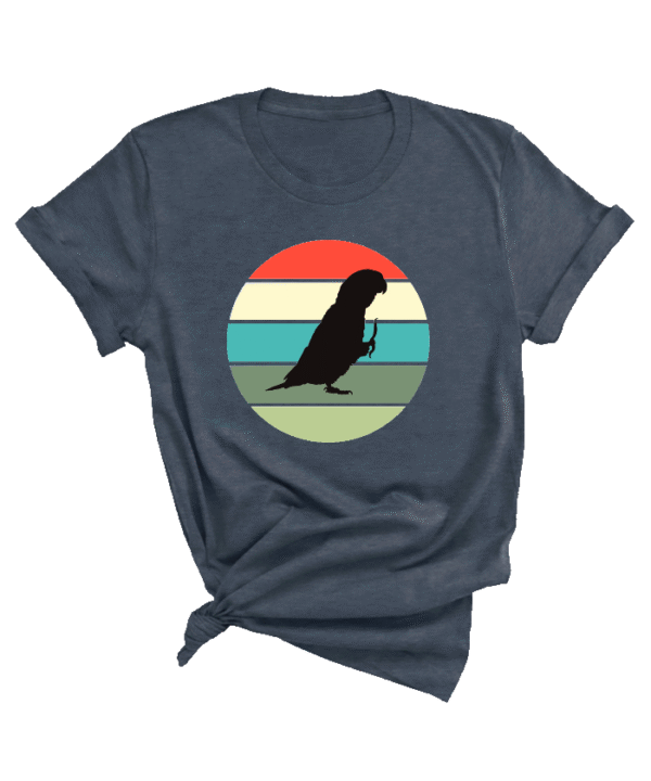 Shirt met silhouet van caique in retro zonsondergang design