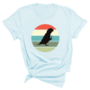 Shirt met silhouet van caique in retro zonsondergang design