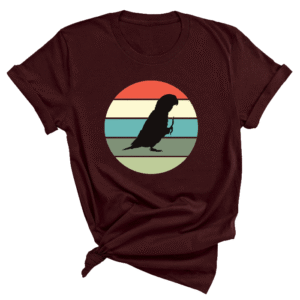 Shirt met silhouet van caique in retro zonsondergang design