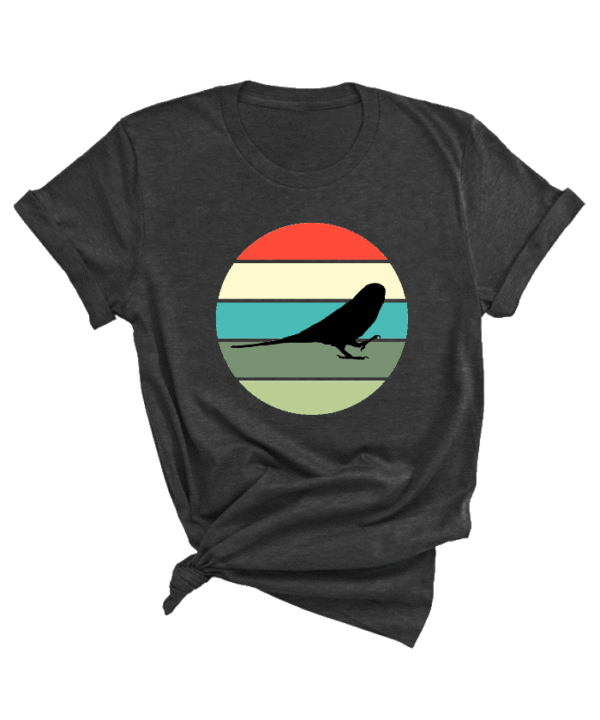 Shirt met silhouet van grasparkiet in retro zonsondergang design