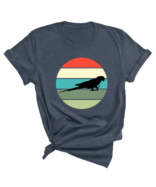 Shirt met silhouet van ara in retro zonsondergang design