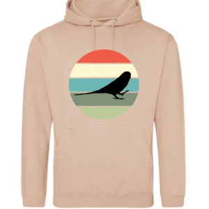 hoodie met silhouet van grasparkiet in retro zonsondergang design